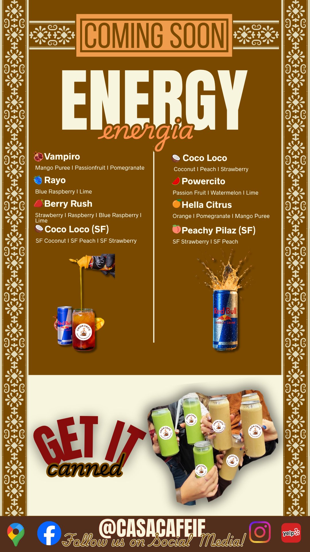 energy menu poster