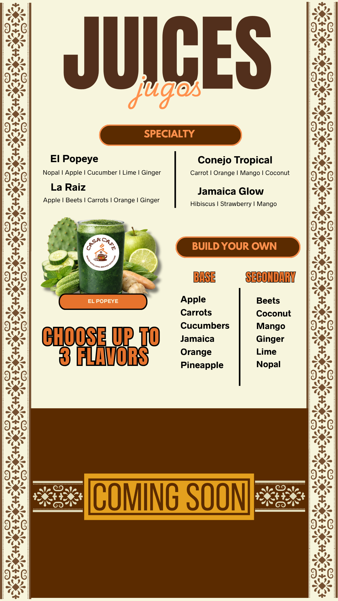 juices menu poster